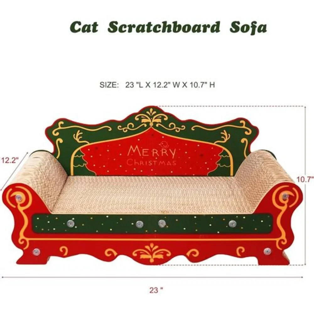 Cat scratch sofa cardboard lounge bed indoor scratcher pad red cat furniture